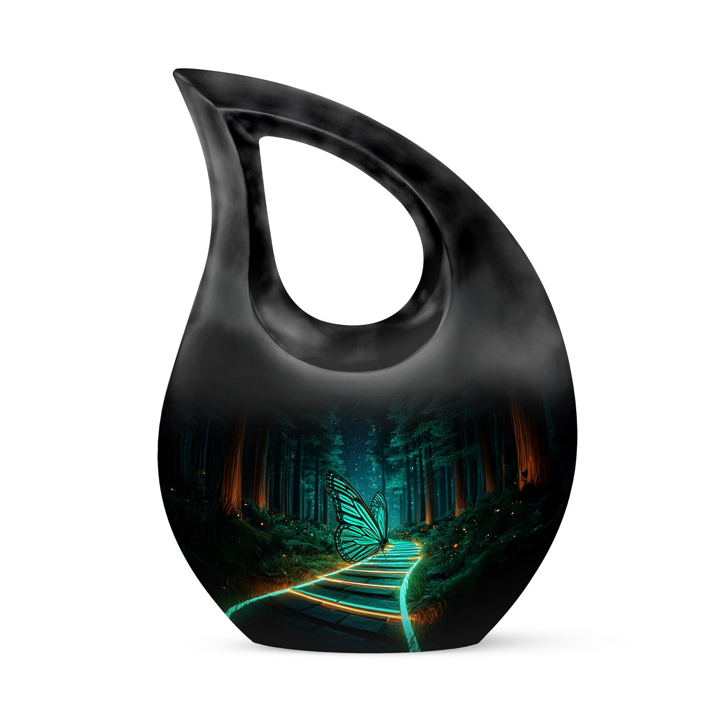 Black Butterfly Heritage Cremation Urns for Human Ashes - 10-inch, 200 cu in - Yatskia