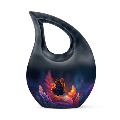 Blue Sacred Butterfly Cremation Urns for Human Ashes - 10-inch, 200 cu in - Yatskia