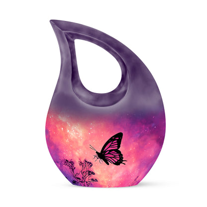Personalized Pink Butterfly Cremation Urns for Ashes - Peaceful 10-inch - Yatskia