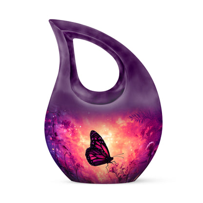 Personalized Elegant Butterfly Cremation Urns - Pink 10-inch, 200 cu in - Yatskia