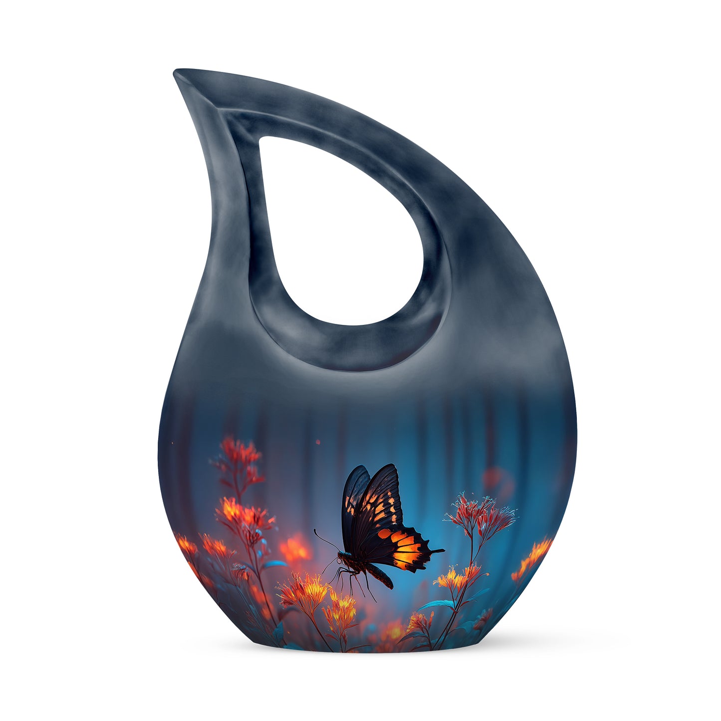 Distinguished Blue Butterfly Cremation Urn for Ashes - 10-inch, 200 cu in - Yatskia