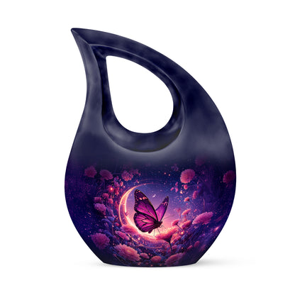 Personalized Blue Sovereign Butterfly Cremation Urns for Human Ashes - 10-inch, 200 cu in - Yatskia