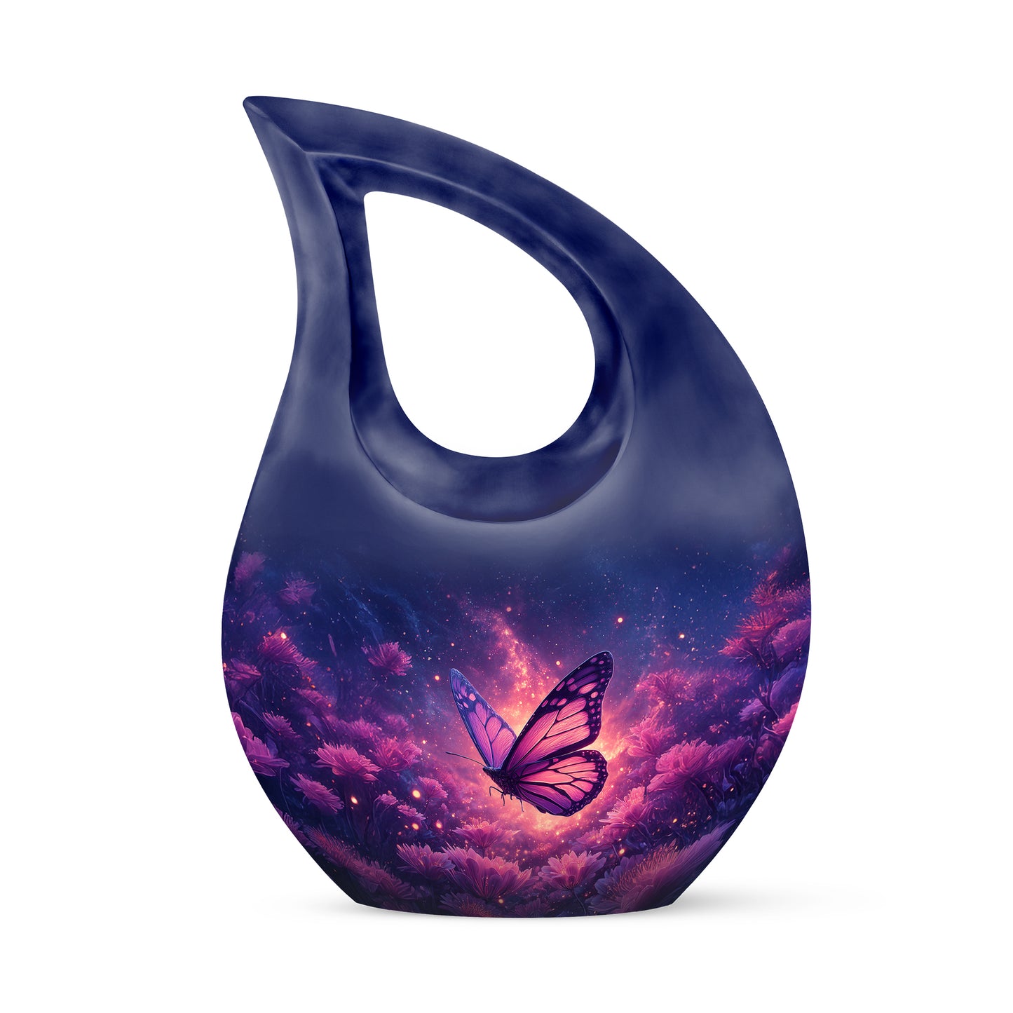 Blue Butterfly Memorial Cremation Urns for Human Ashes - 10-inch, 200 cu in - Yatskia