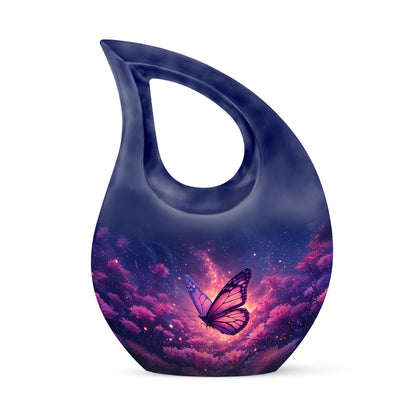 Blue Butterfly Memorial Cremation Urns for Human Ashes - 10-inch, 200 cu in - Yatskia