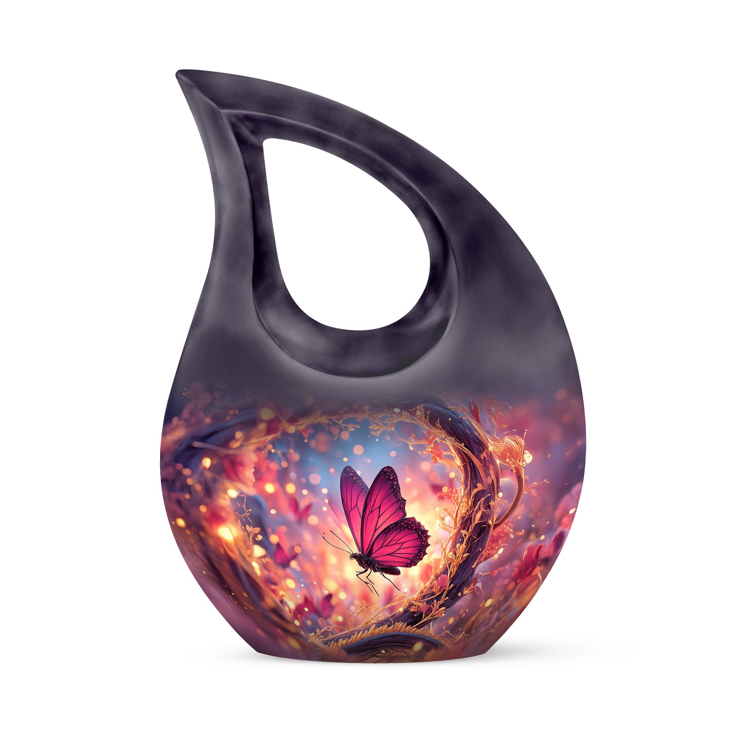 Blue Serene Butterfly Memorial Urn for Ashes - 10-inch, 200 cu in - Yatskia