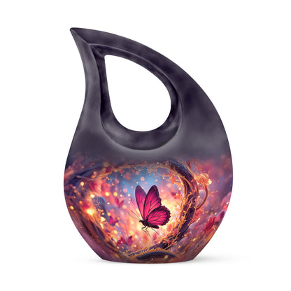Blue Serene Butterfly Memorial Urn for Ashes - 10-inch, 200 cu in - Yatskia