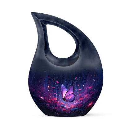 Blue Breathtaking Butterfly Memorial Urn for Ashes - 10-inch, 200 cu in - Yatskia