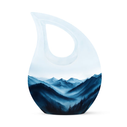 Ethereal Blue Memorial Cremation Urns - Silver 10-inch, 200 cu in - Yatskia