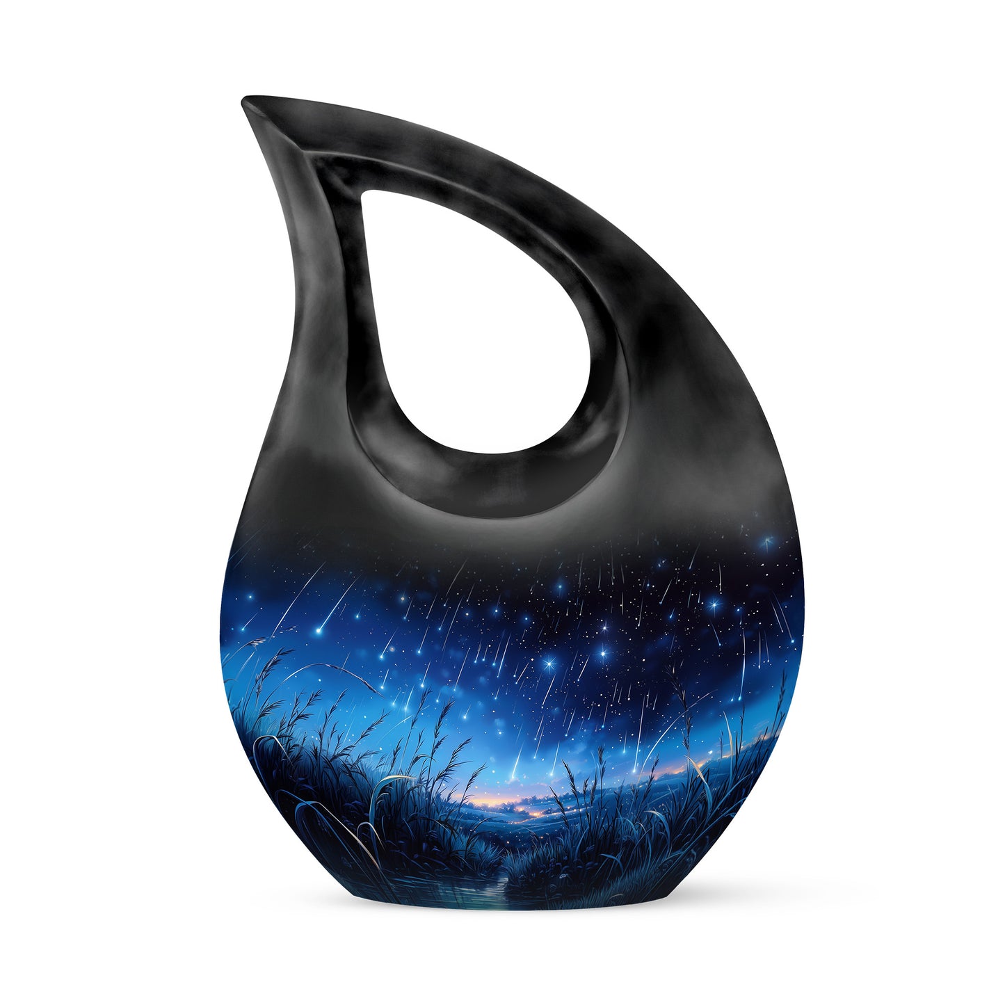 Personalized Black Cherished Blue Cremation Urns for Human Ashes - 10-inch, 200 cu in - Yatskia