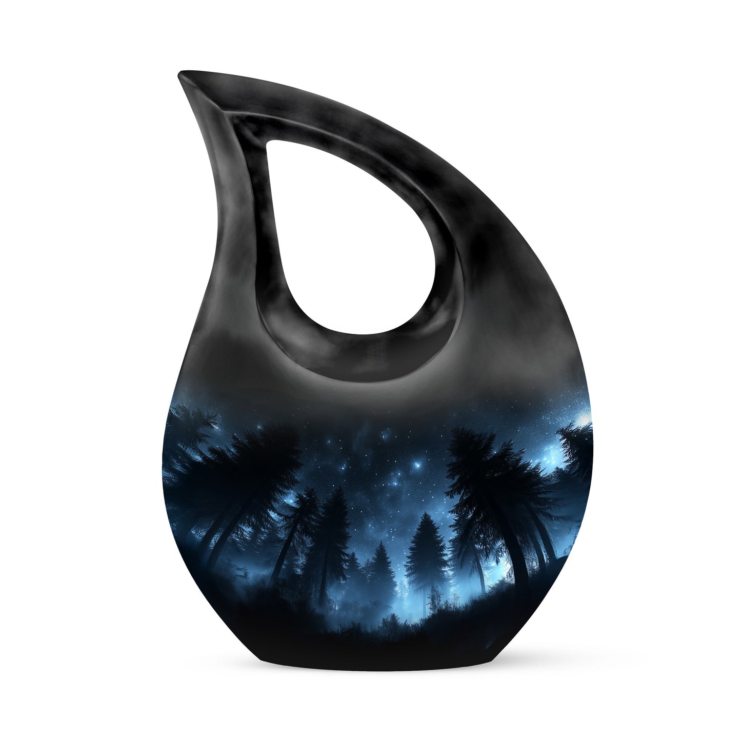 Black Exquisite Blue Memorial Urn for Ashes - 10-inch, 200 cu in - Yatskia