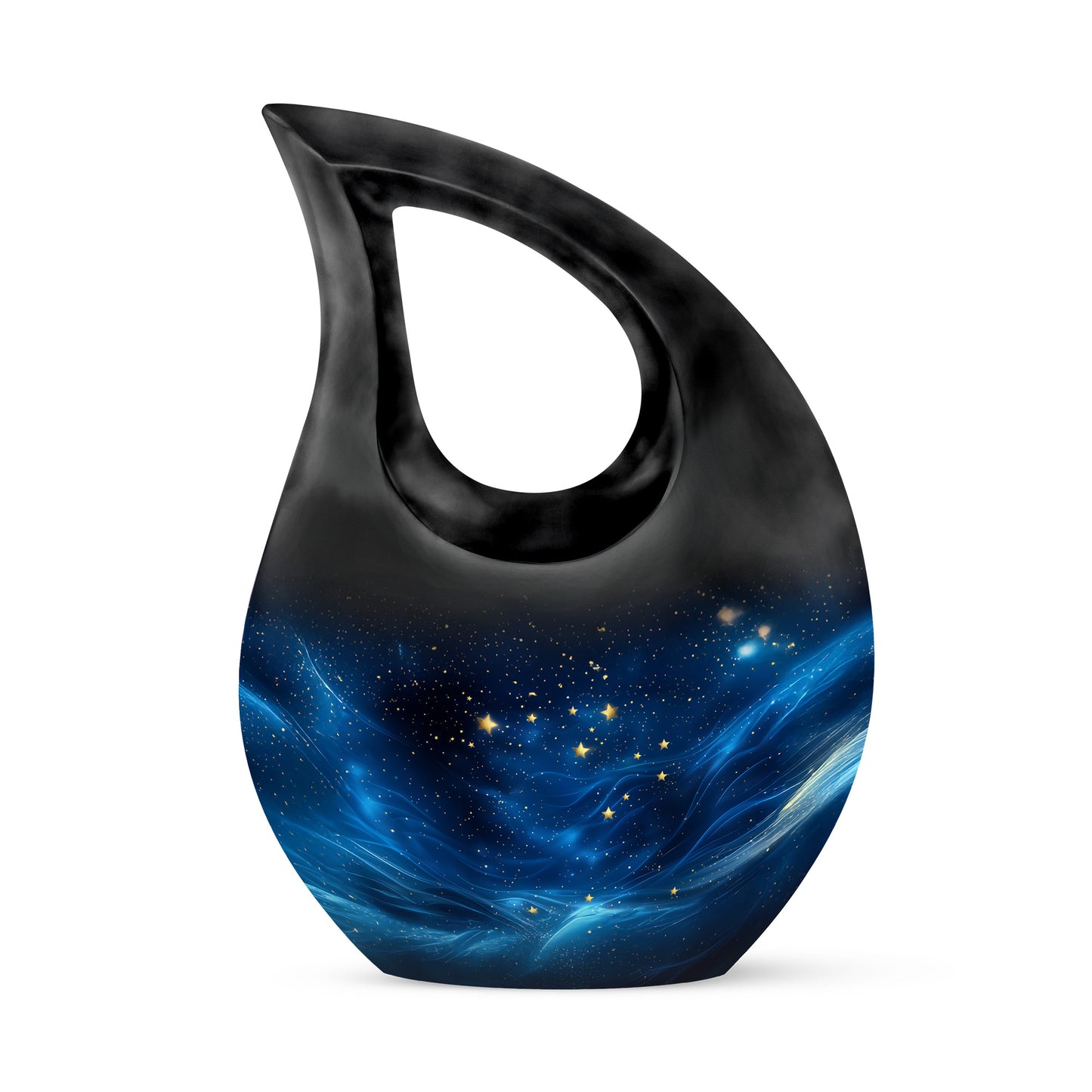 Personalized Refined Blue Cremation Urns - Black 10-inch, 200 cu in - Yatskia