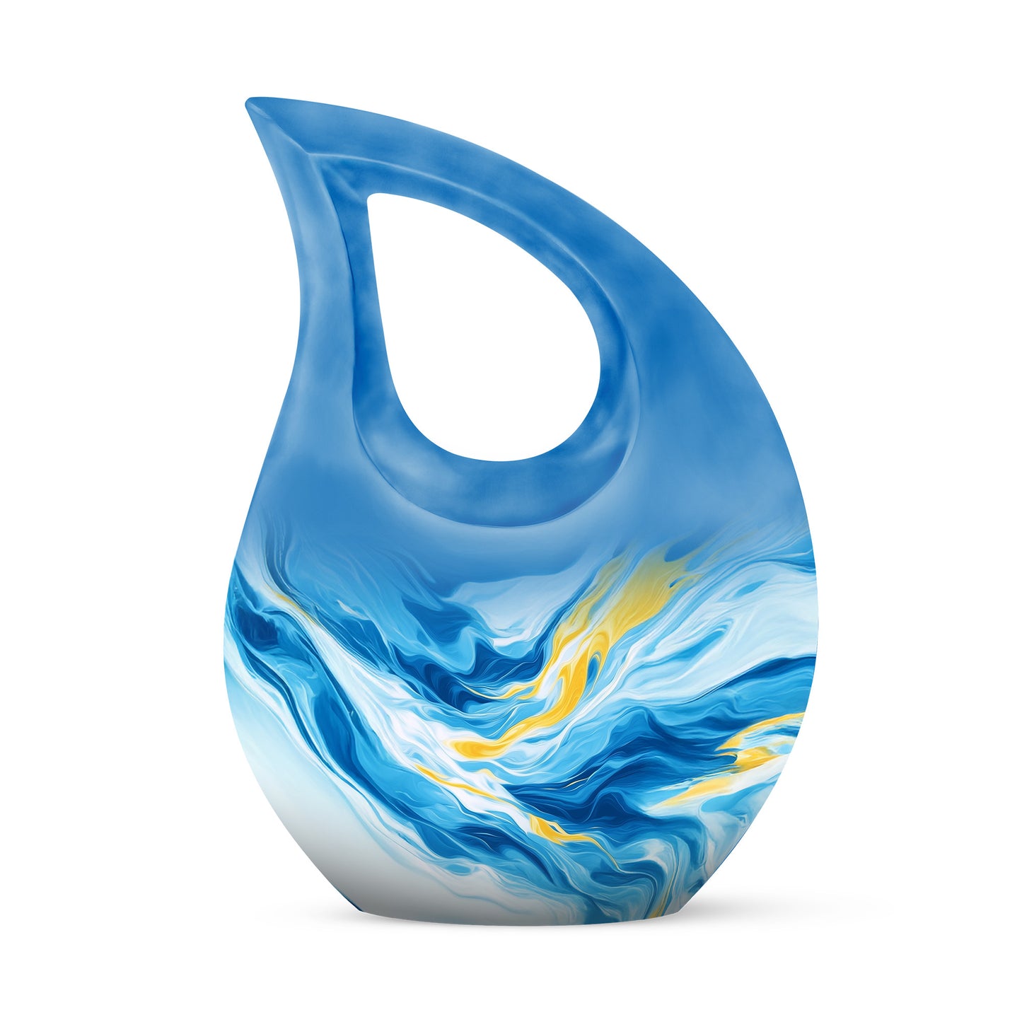 Luminous Blue Blue Blessing Urn for Human Ashes - 10-inch, 200 cu in - Yatskia