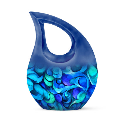 Dignified Blue Blue Cremation Urn for Ashes - 10-inch, 200 cu in - Yatskia