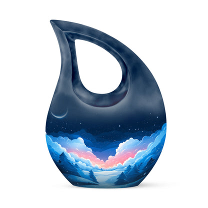 Personalized Blue Heavenly Blue Cremation Urns for Human Ashes - 10-inch, 200 cu in - Yatskia