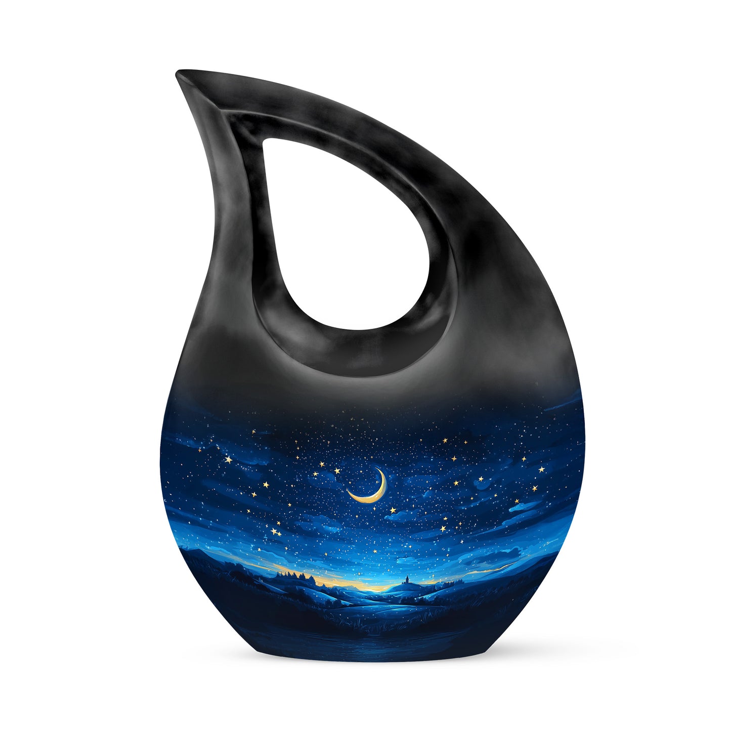 Dignified Blue Blue Cremation Urn for Ashes - 10-inch, 200 cu in - Yatskia