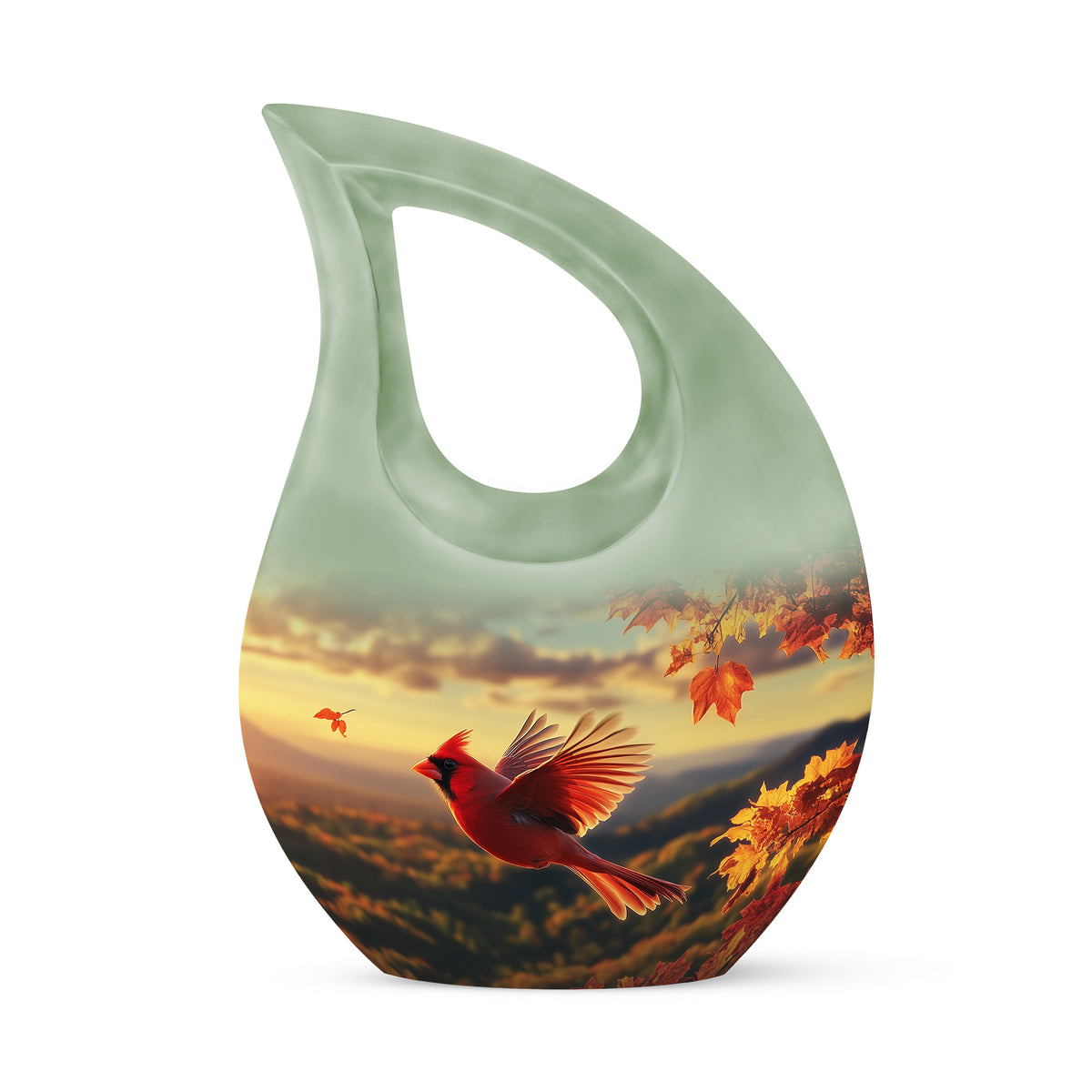 Luminous Gold Cardinal Embrace Urn for Human Ashes - Yatskia
