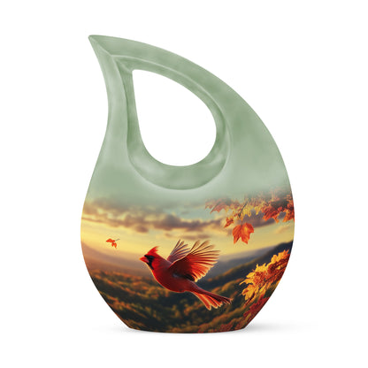 Luminous Gold Cardinal Embrace Urn for Human Ashes - Yatskia