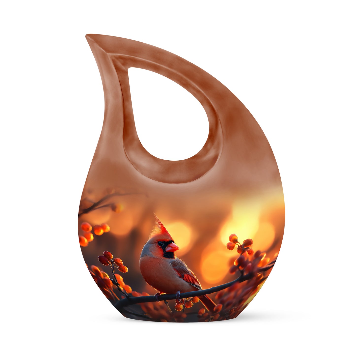 Gold Cardinal Embrace Cremation Urns for Human Ashes - 10-inch, 200 cu in - Yatskia
