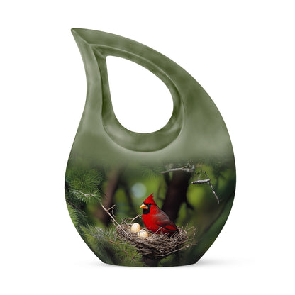 Green Cardinal Cremation Urns - Imperial Celebration 10-inch, 200 cu in - Yatskia