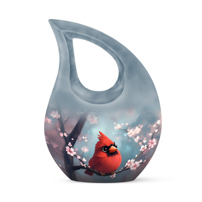 Teal Comforting Cardinal Memorial Urn for Ashes - 10-inch, 200 cu in - Yatskia