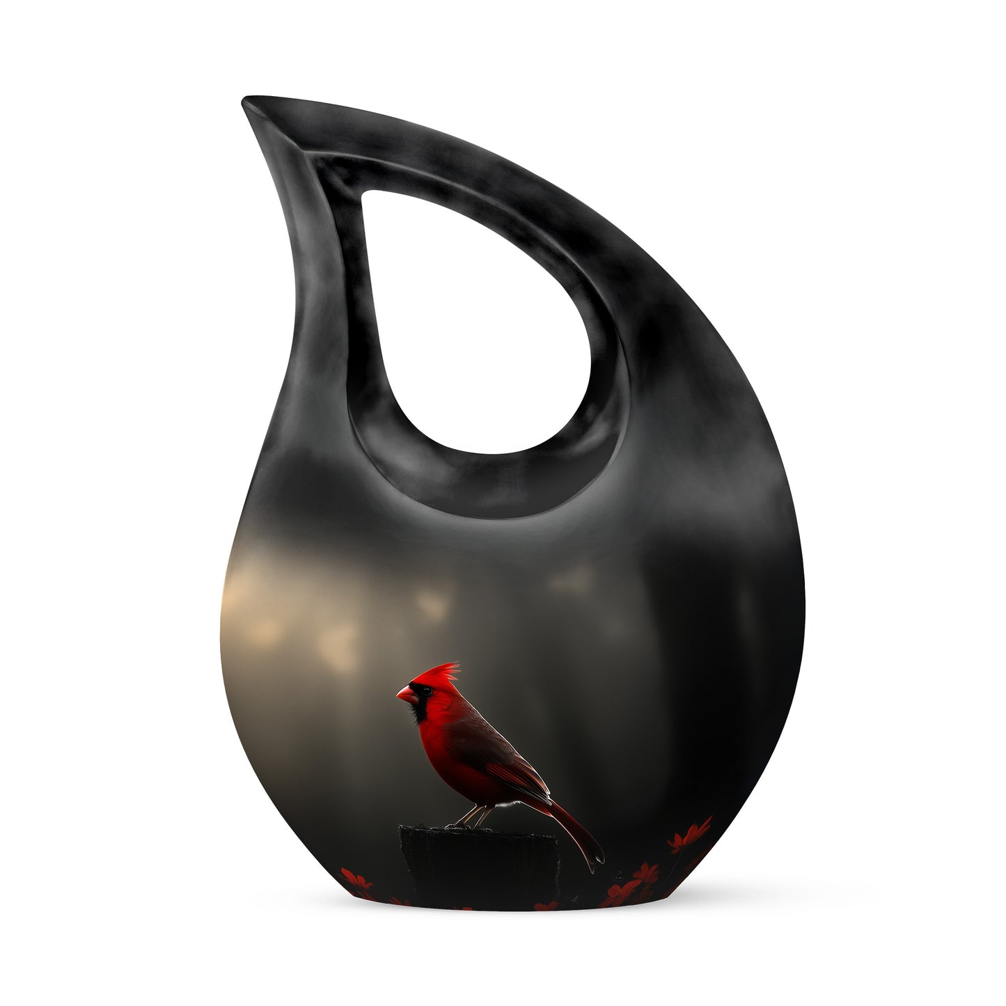Black Comforting Cardinal Memorial Urn for Ashes - 10-inch, 200 cu in - Yatskia
