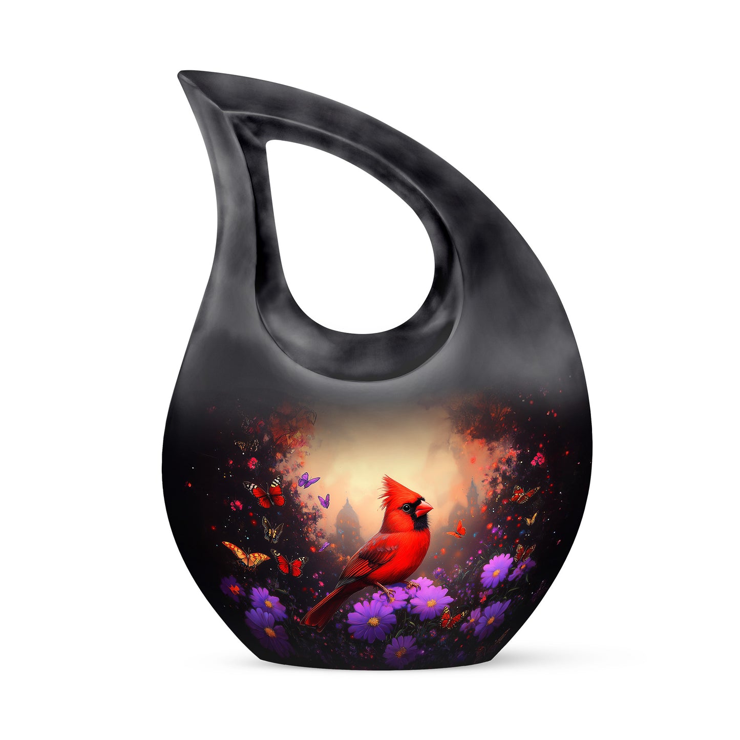 Illustrious Cardinal Memorial Cremation Urns - Black 10-inch, 200 cu in - Yatskia
