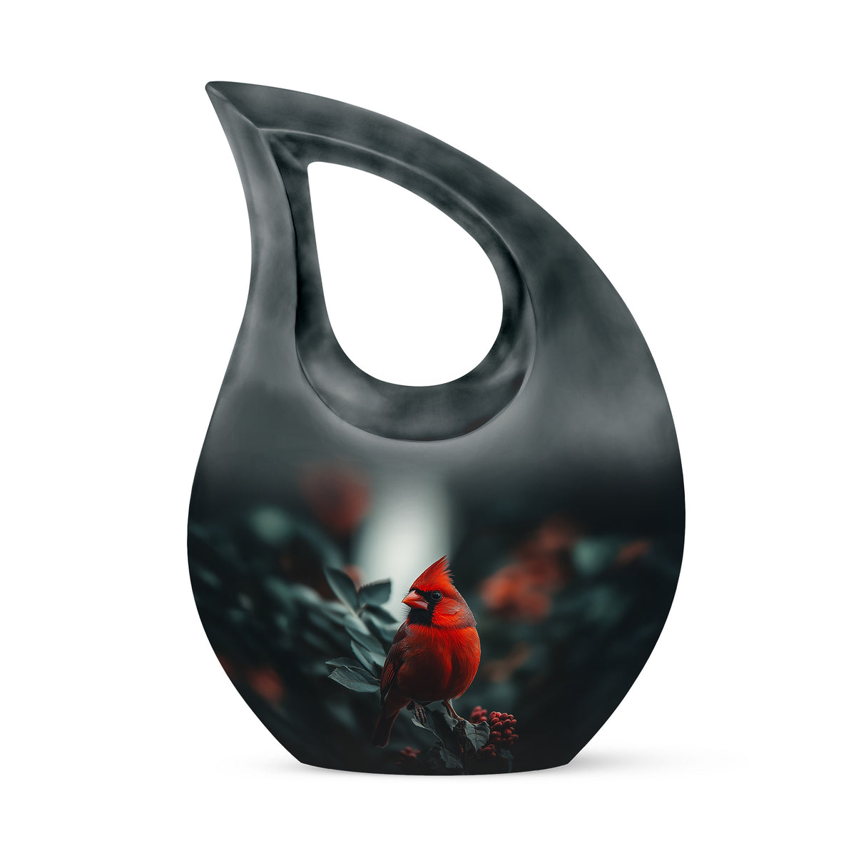 Black Breathtaking Cardinal Memorial Urn for Ashes - - Yatskia
