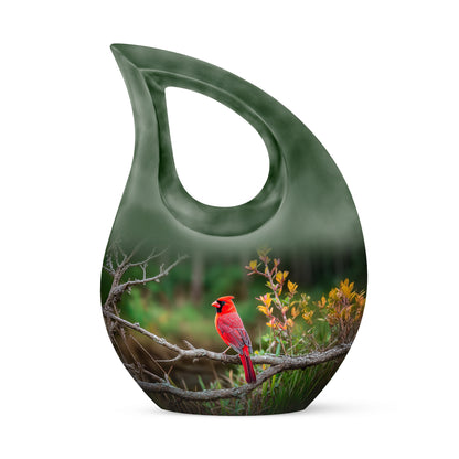 Everlasting Green Cardinal Comfort Urn for Human Ashes - 10-inch, 200 cu in - Yatskia