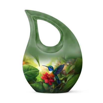 Personalized Hummingbird Cremation Urns - Tranquil Yellow 10-inch, 200 cu in - Yatskia