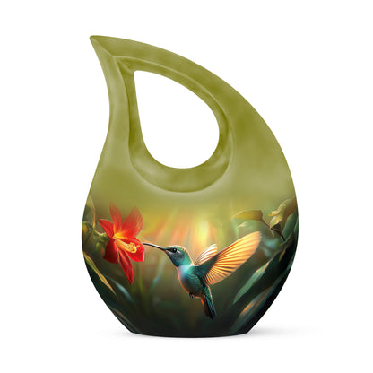Personalized Hummingbird Cremation Urns - Pristine Gold 10-inch, 200 cu in - Yatskia