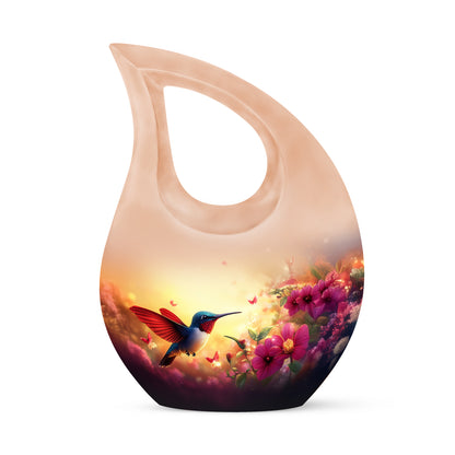 Lustrous Hummingbird Cremation Urns for Human Ashes - Gold 10-inch - Yatskia