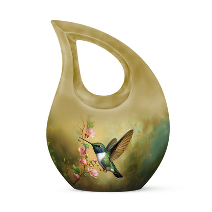 Gold Hummingbird Comfort Cremation Urns for Human Ashes - 10-inch, 200 cu in - Yatskia