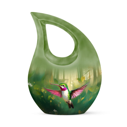 Hallowed Hummingbird Cremation Urns for Human Ashes - Green 10-inch - Yatskia