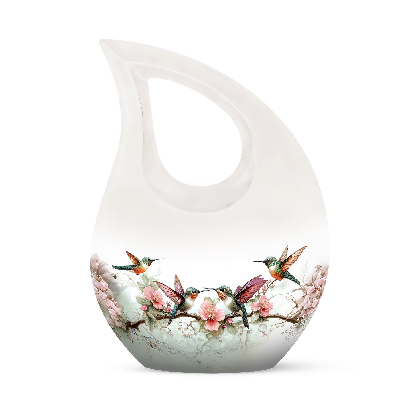 Personalized Hummingbird Cremation Urns - Wondrous Silver 10-inch, 200 cu in - Yatskia
