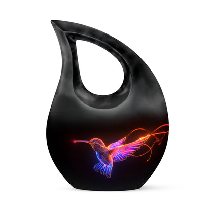 Black Resounding Hummingbird Memorial Urn for Ashes - 10-inch, 200 cu in - Yatskia