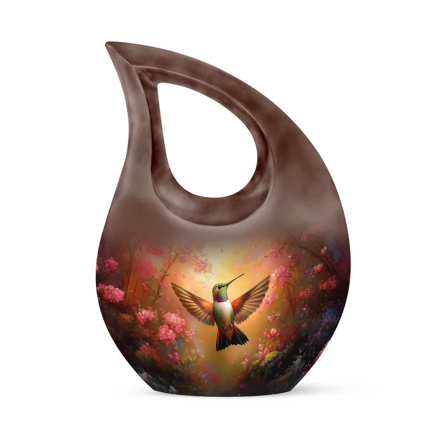 Gold Exquisite Hummingbird Memorial Urn for Ashes - 10-inch, 200 cu in - Yatskia