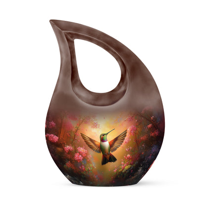 Gold Exquisite Hummingbird Memorial Urn for Ashes - 10-inch, 200 cu in - Yatskia