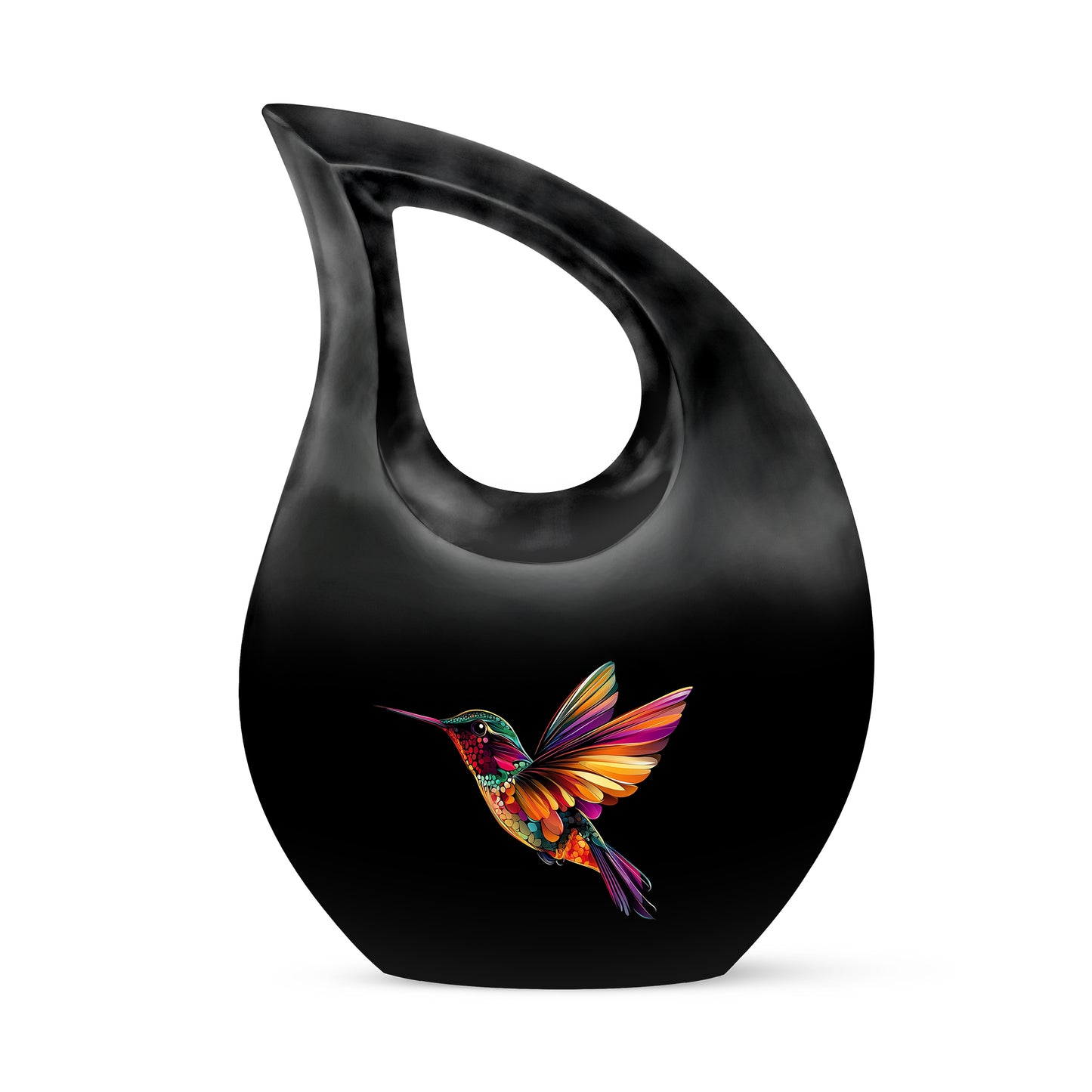 Personalized Hummingbird Cremation Urns - Eminent Black 10-inch, 200 cu in - Yatskia