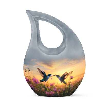 Personalized Elegant Hummingbird Cremation Urns - Blue 10-inch, 200 cu in - Yatskia
