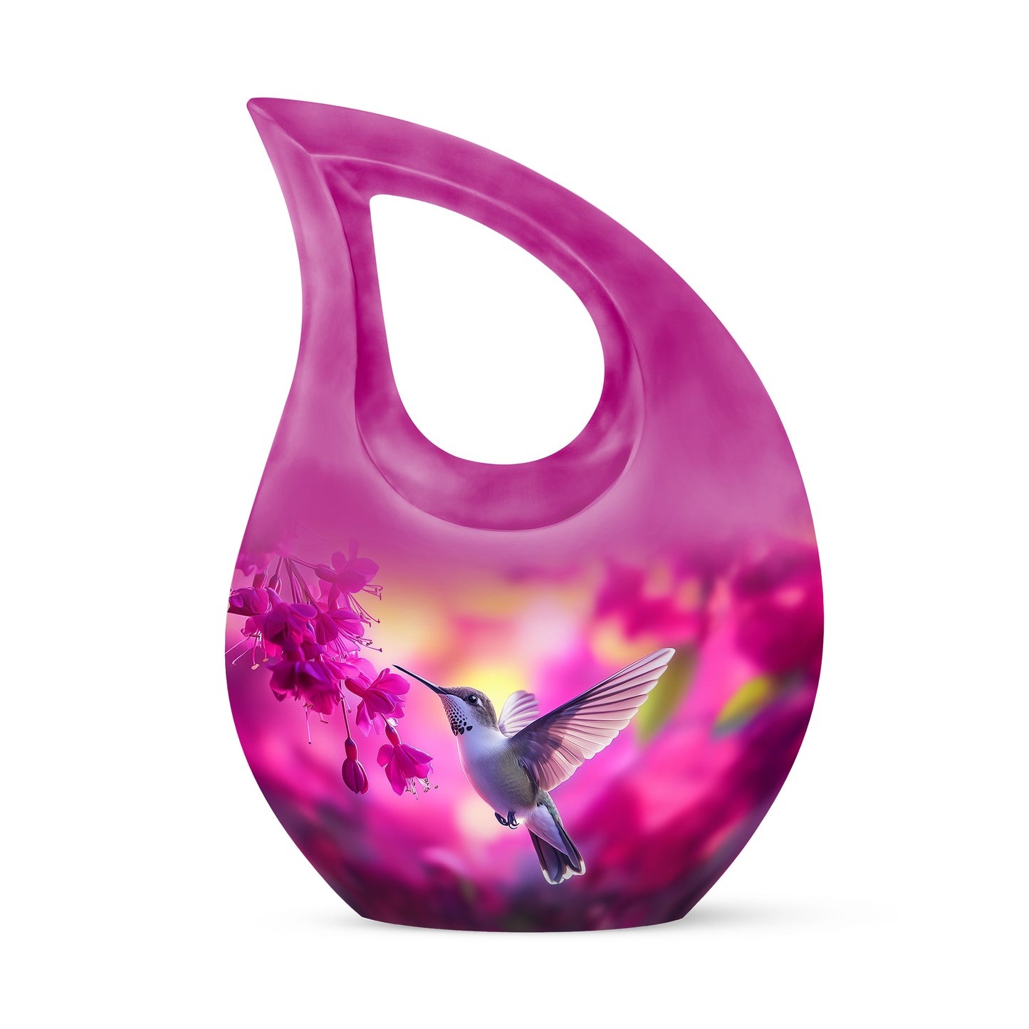 Resplendent Pink Hummingbird Cremation Urn for Ashes - 10-inch, 200 cu in - Yatskia