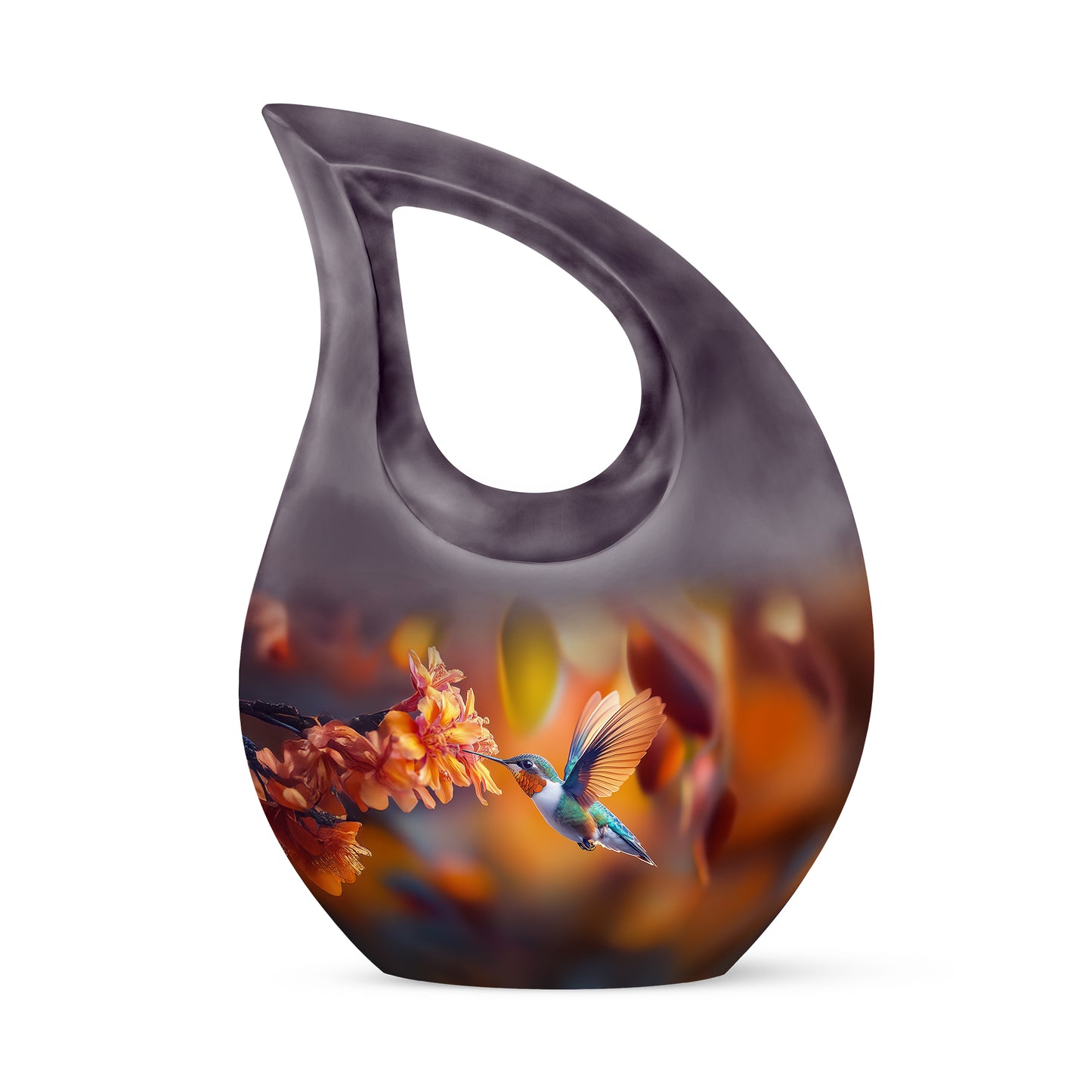 Gold Sacred Hummingbird Cremation Urns for Human Ashes - 10-inch, 200 cu in - Yatskia