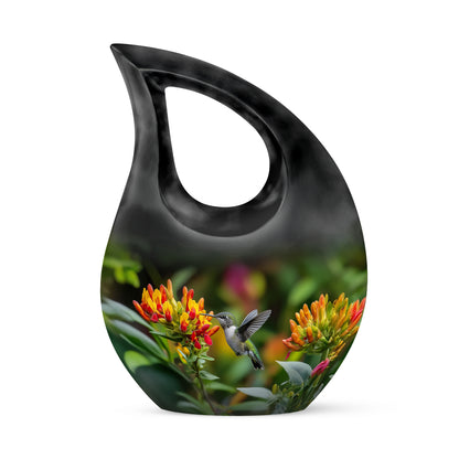 Personalized Seraphic Hummingbird Cremation Urns - Yellow 10-inch, 200 cu in - Yatskia