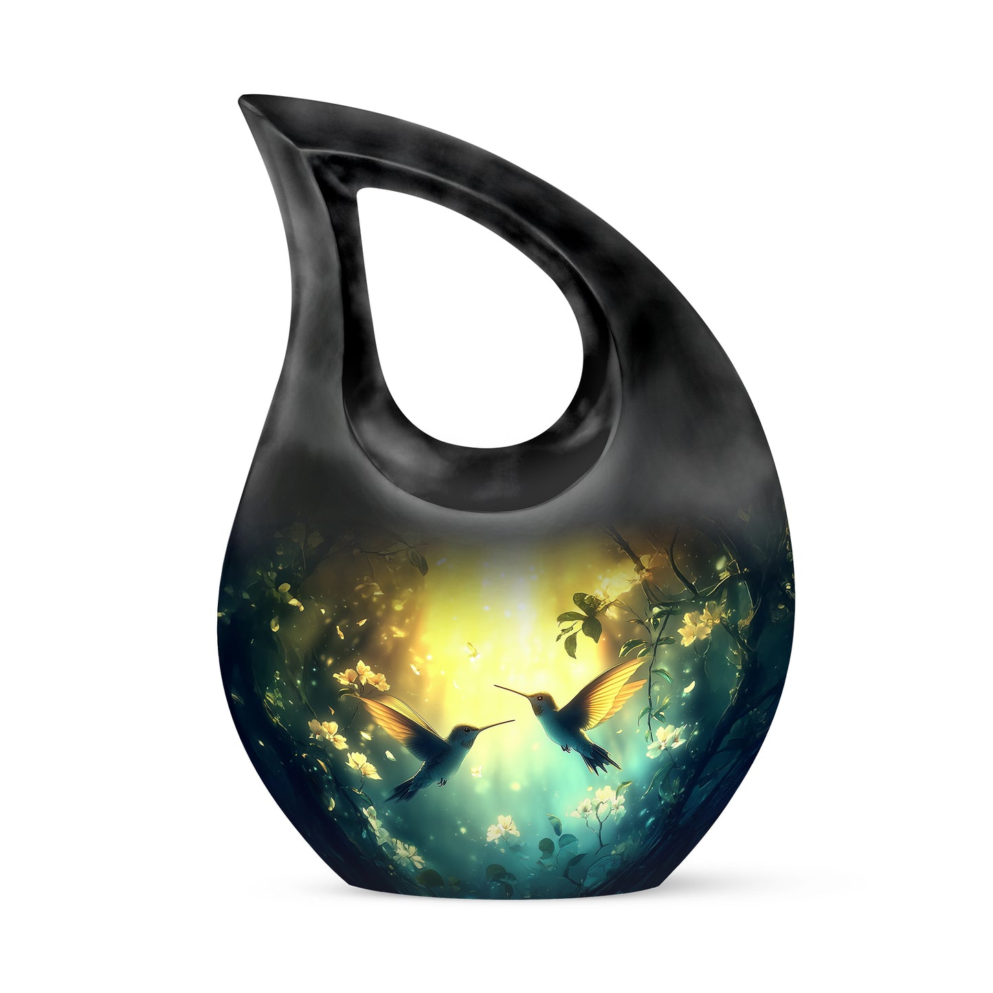 Personalized Hummingbird Cremation Urns - Tranquil Gold 10-inch, 200 cu in - Yatskia