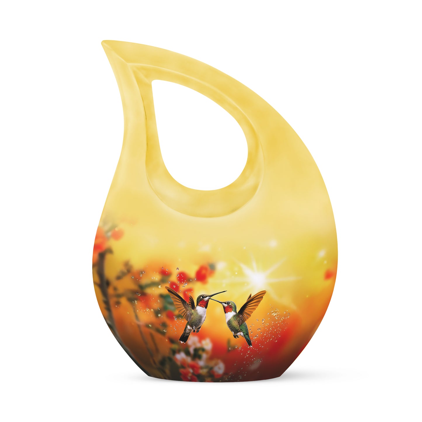 Distinguished Gold Hummingbird Cremation Urn for Ashes - 10-inch, 200 cu in - Yatskia