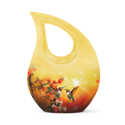 Distinguished Gold Hummingbird Cremation Urn for Ashes - 10-inch, 200 cu in - Yatskia