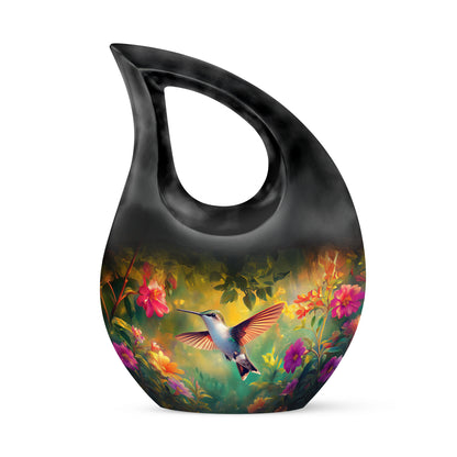 Black Venerable Hummingbird Cremation Urns for Human Ashes - 10-inch, 200 cu in - Yatskia