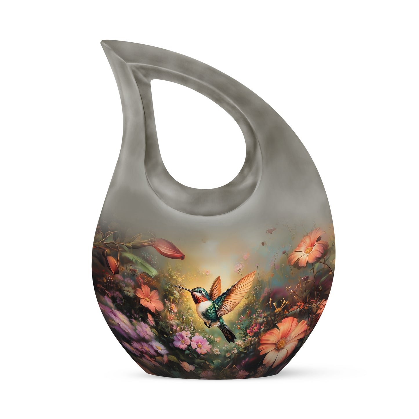 Gold Stately Hummingbird Cremation Urns for Human Ashes - 10-inch, 200 cu in - Yatskia