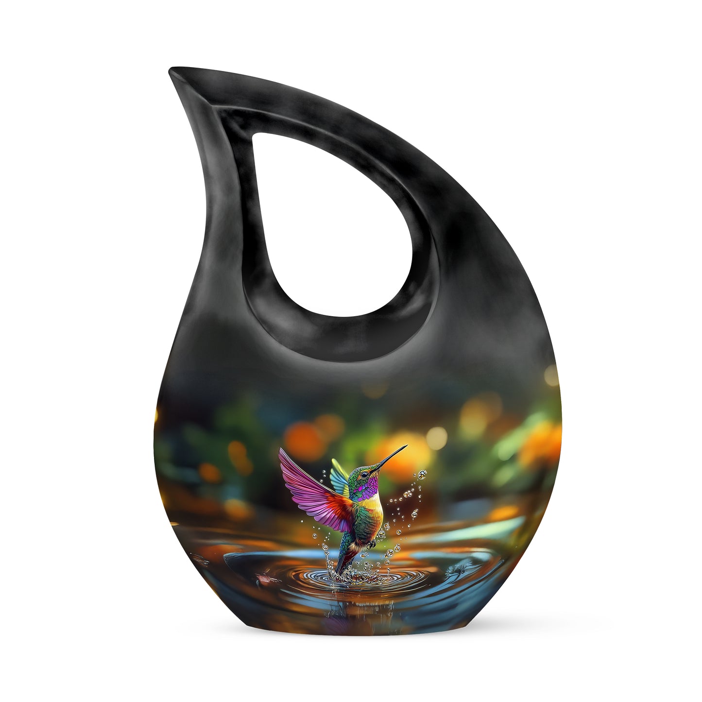 Green Breathtaking Hummingbird Memorial Urn for Ashes - 10-inch, 200 cu in - Yatskia