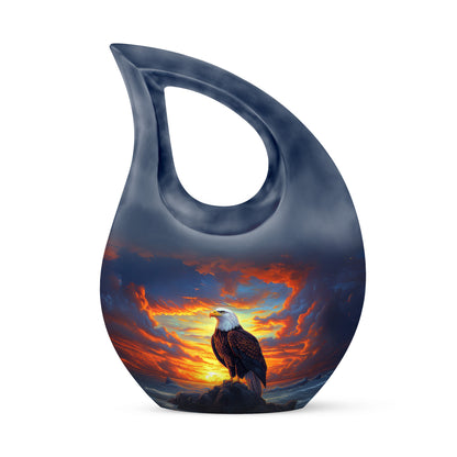 Stunning Blue Eagle Heritage Urn for Human Ashes - 10-inch, 200 cu in - Yatskia