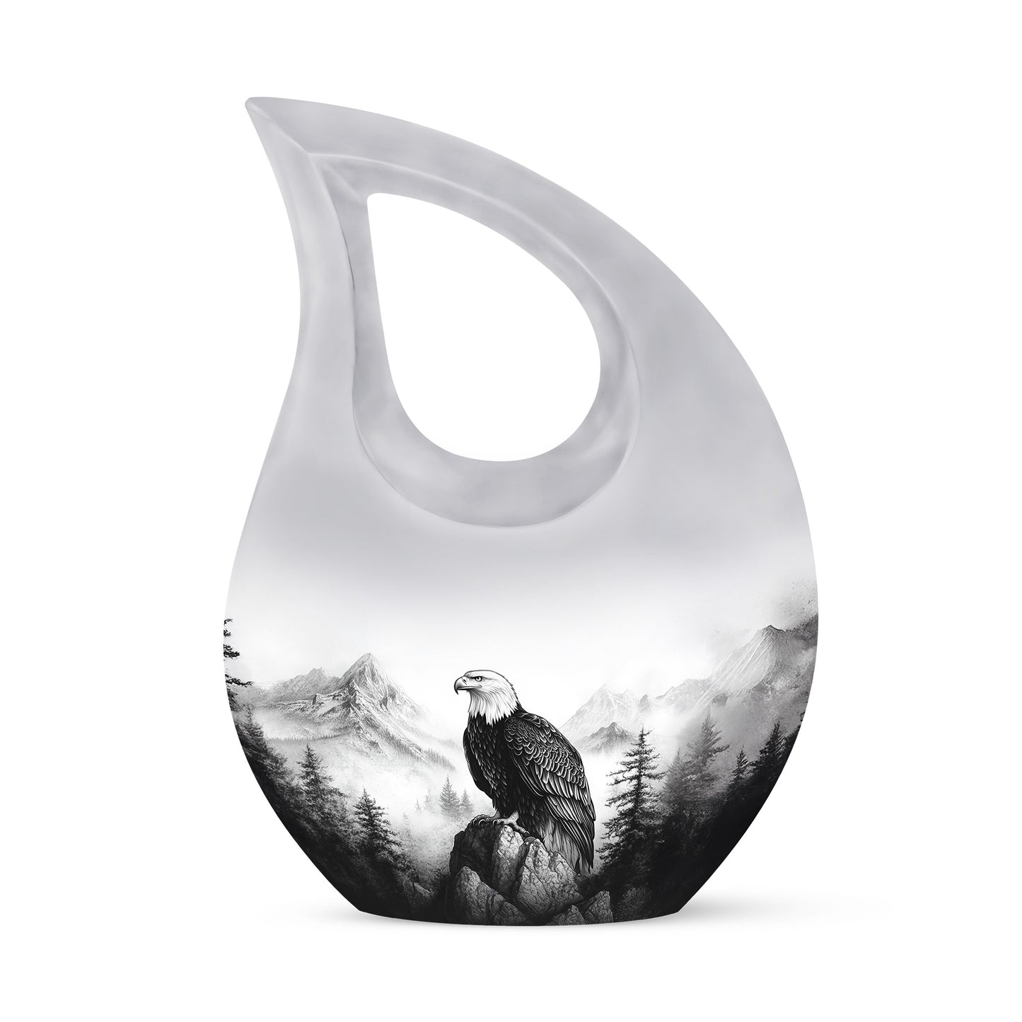 Personalized Silver Revered Eagle Cremation Urns for Human Ashes - 10-inch, 200 cu in - Yatskia